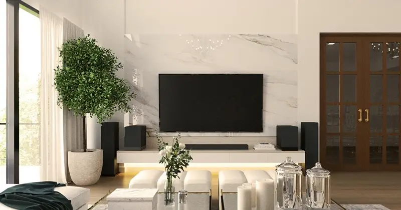 For a large family room, choices for entertainment are a must if you want people to have a cozy stay-in.
